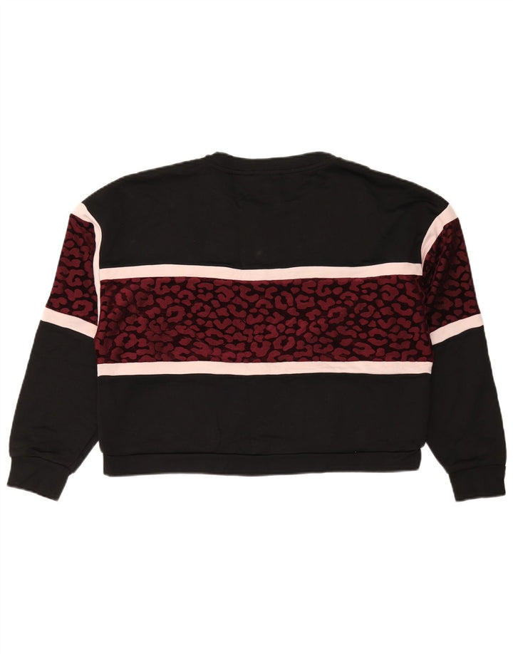 Guess Womens Oversized Sweatshirt Jumper UK 14 Medium Black Animal Print