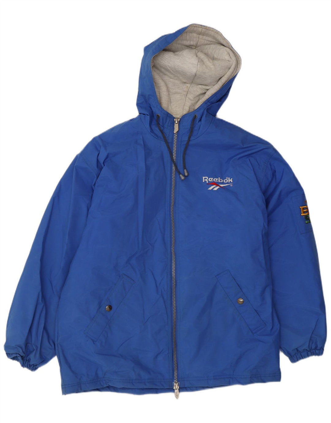 Reebok Herre Hooded Loose Fit Windbreaker Jacket UK 36 Small Blue Polyamide