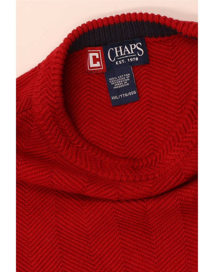 Chaps Herre Crew Neck Jumper Sweater 2XL Rød sildebensbomuld