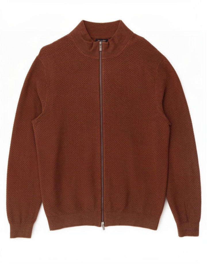 Massimo Dutti Herre Cardigan Sweater Stor Brun Bomuld