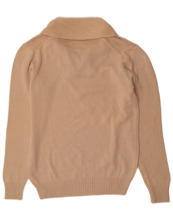 Zara Herre Shawl Neck Jumper Sweater Stor Beige Bomuld
