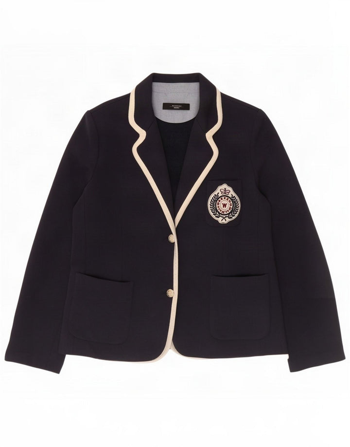 Max Mara Dame Weekend 2 Button Blazer Jacket UK 18 XL Navy Blue Cotton