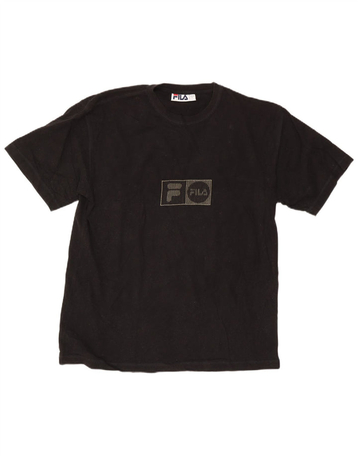 Fila Herre Grafisk T-Shirt Top Stor Sort Bomuld