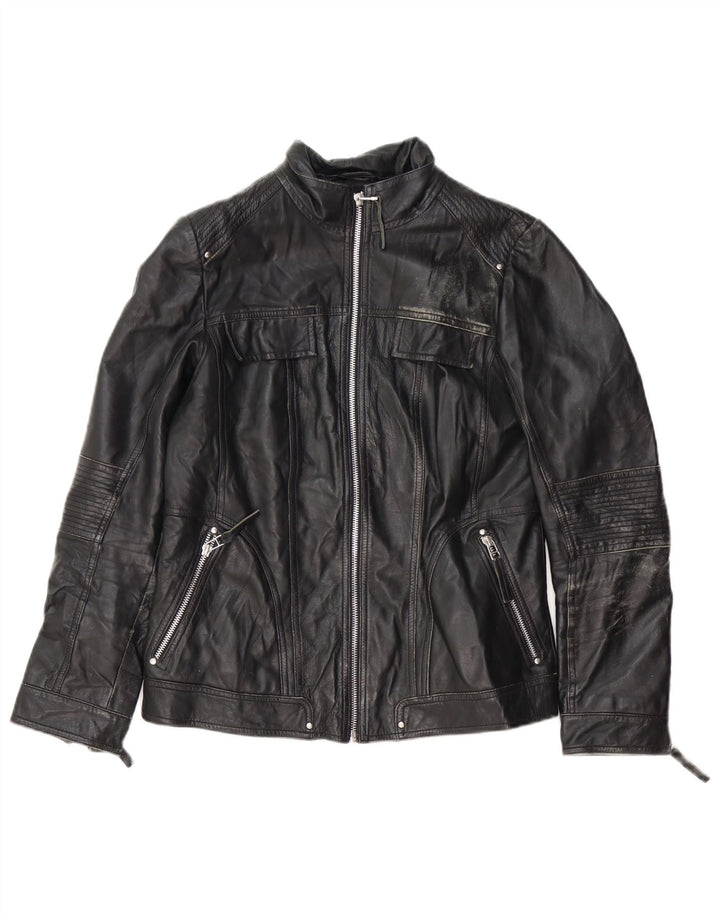 Isaco & Kawa Dame Biker Læderjakke IT 44 Medium Sort Læder