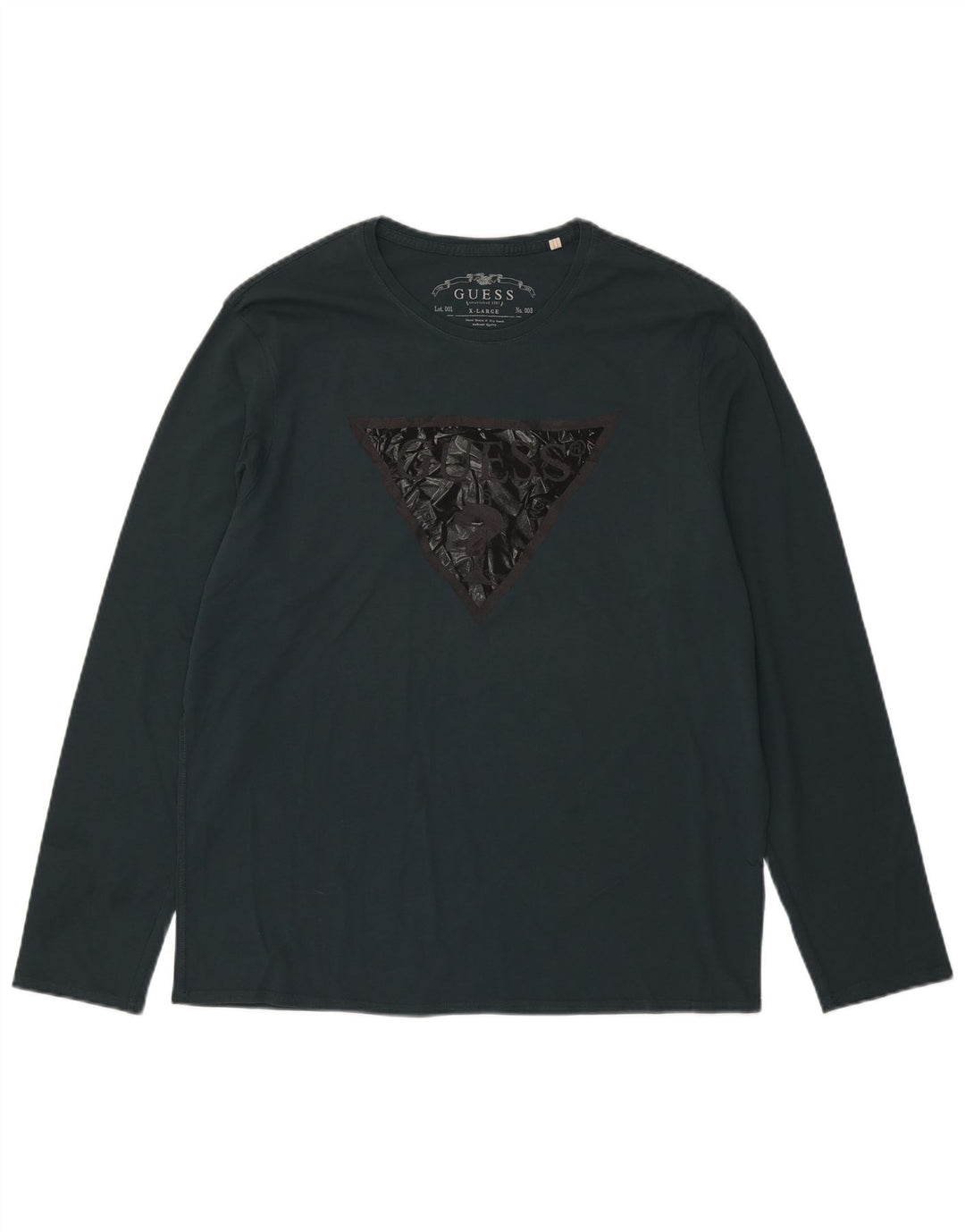 GUESS Mens Graphic Top Long Sleeve XL Green Cotton