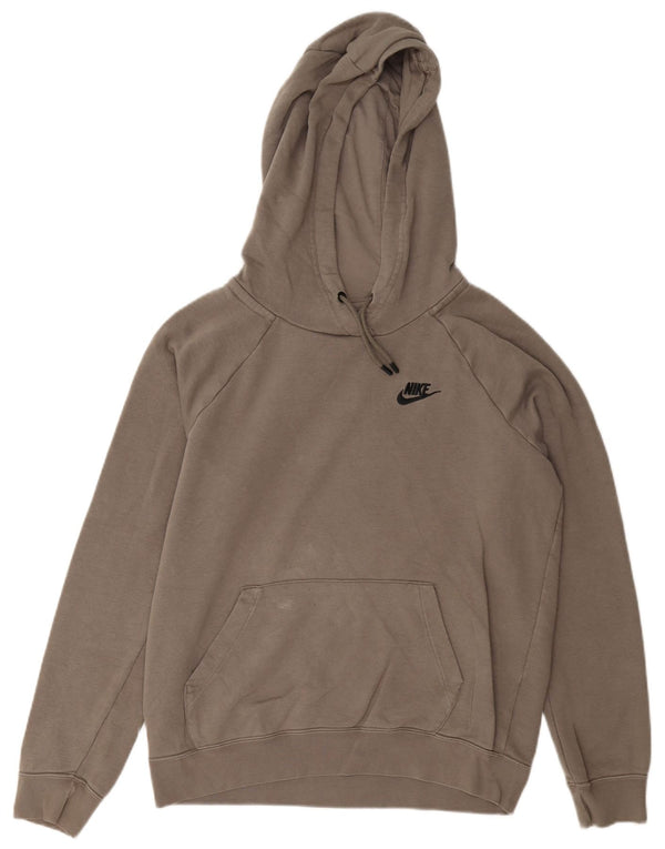 Nike Dame Oversized Hoodie Jumper UK 10 Small Grey Bomuld