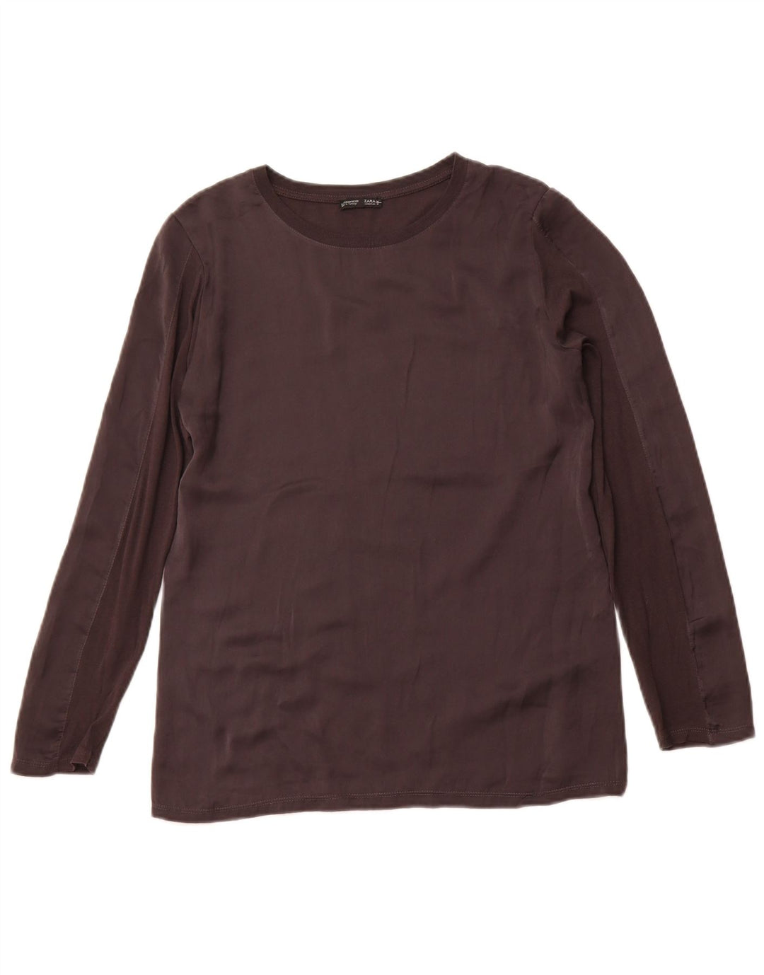 ZARA Dame Top Langærmet UK 12 Medium Sort Syntetisk