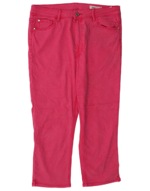 Marks & Spencer Dame Capri Skinny Jeans UK 16 Large W32 L21 Pink Lyocell