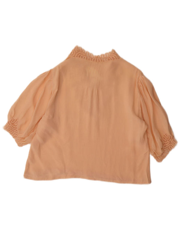 Vintage Womens Crop 3/4-ærmet blusetop UK 10 Small Pink