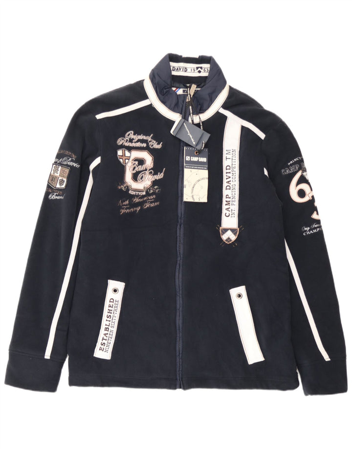 Camp David Herre Grafisk Bomber Jacket UK 40 Large Navy Blue Colourblock