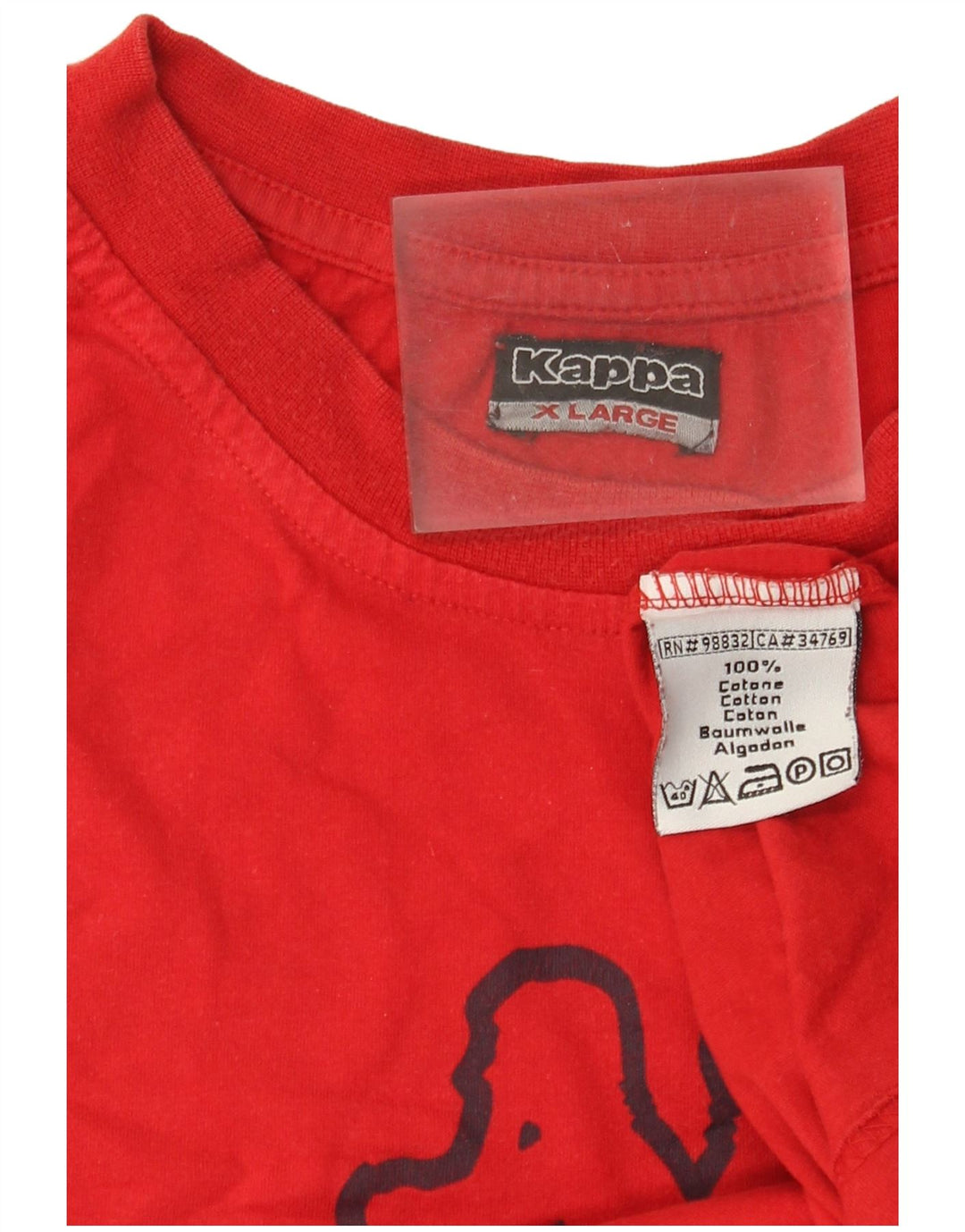 Kappa Herre Grafisk T-Shirt Top XL Rød Bomuld