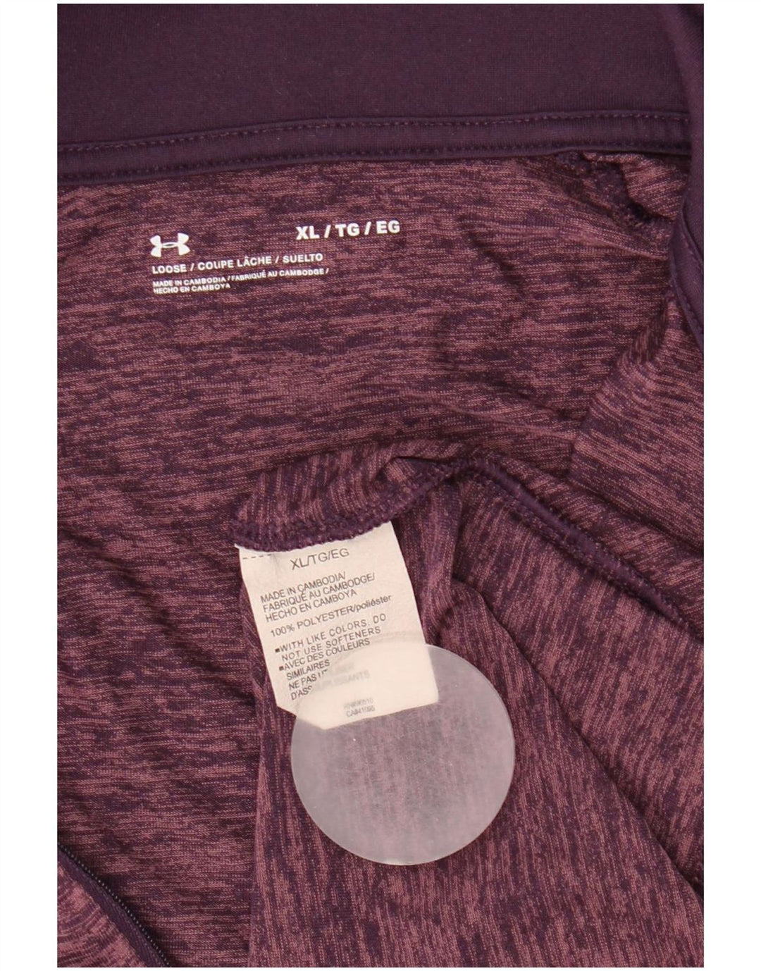 Under Armour Womens Zip Neck Pullover Træningsdragt Top UK 18 XL Lilla Flecked