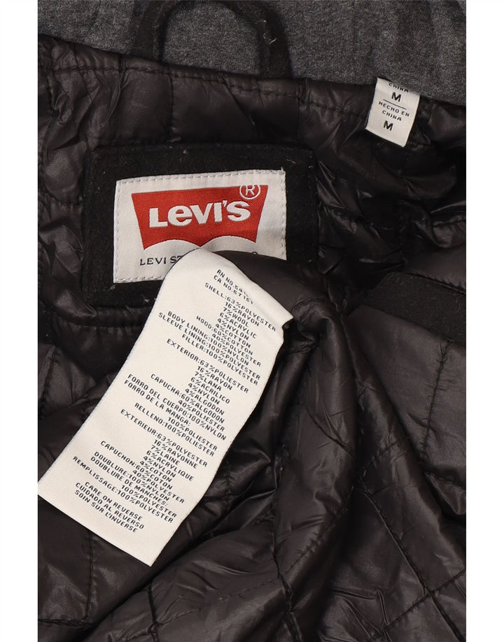 LEVI'S Herre Hætte Military Windbreaker Jacket UK 38 Medium Sort