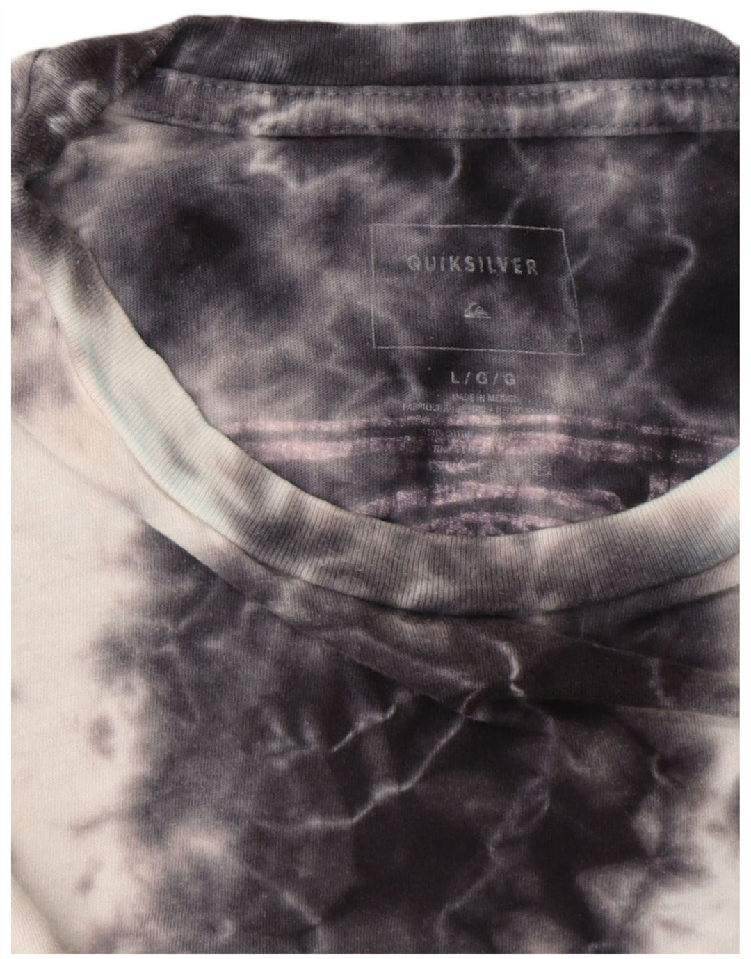 Quiksilver Grafisk T-Shirt Top UK 16 Large Navy Blue Tie Dye