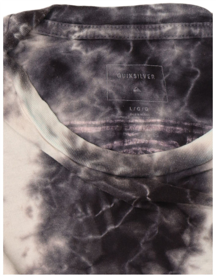 Quiksilver Grafisk T-Shirt Top UK 16 Large Navy Blue Tie Dye