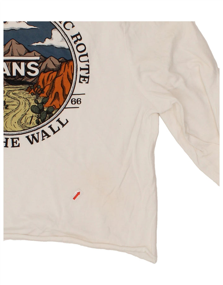 VANS Womens Crop Graphic Top Long Sleeve UK 14 Medium White Vintage Vans and Second-Hand Vans from Messina Hembry 
