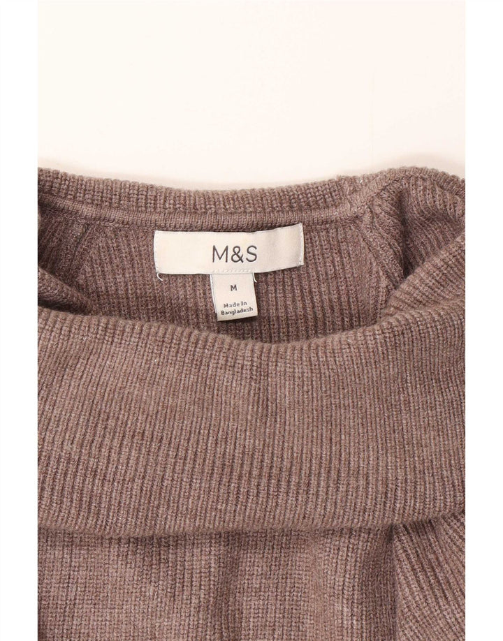 Marks & Spencer Dame Rullehals sweater UK 14 Medium Brun Viscose