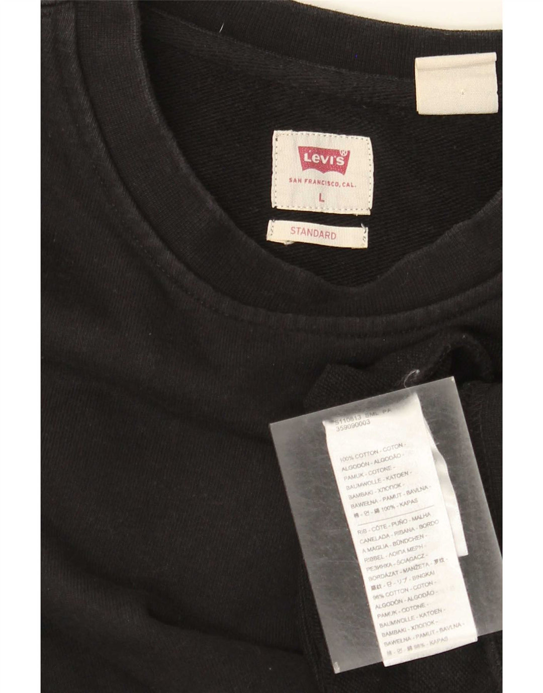 Levi's Herre Standard Fit Sweatshirt Jumper Stor Sort Bomuld