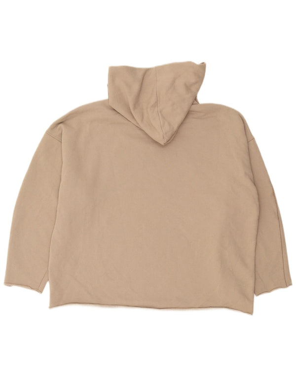 Zara Dame Oversized Hoodie Jumper UK 10 Small Beige Bomuld