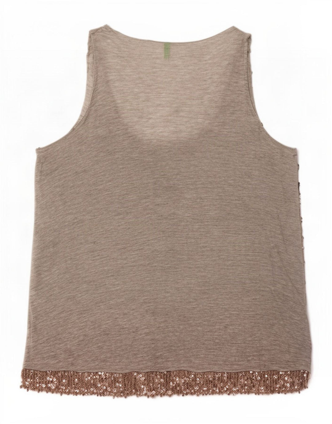 Benetton Dame Paillet Vest Top UK 14 Medium Grå Viscose