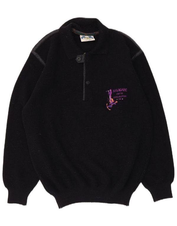 Navigare Herre Polo Neck Jumper Sweater Stor Marineblå Uld