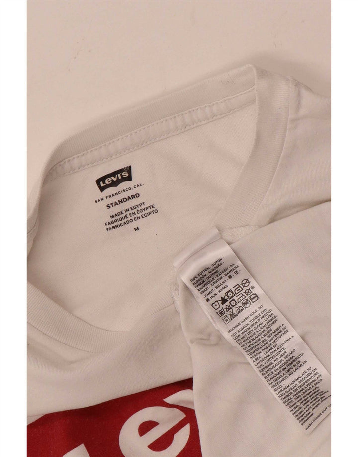 Levi's Herre Standard Grafisk T-Shirt Top Medium Hvid Bomuld