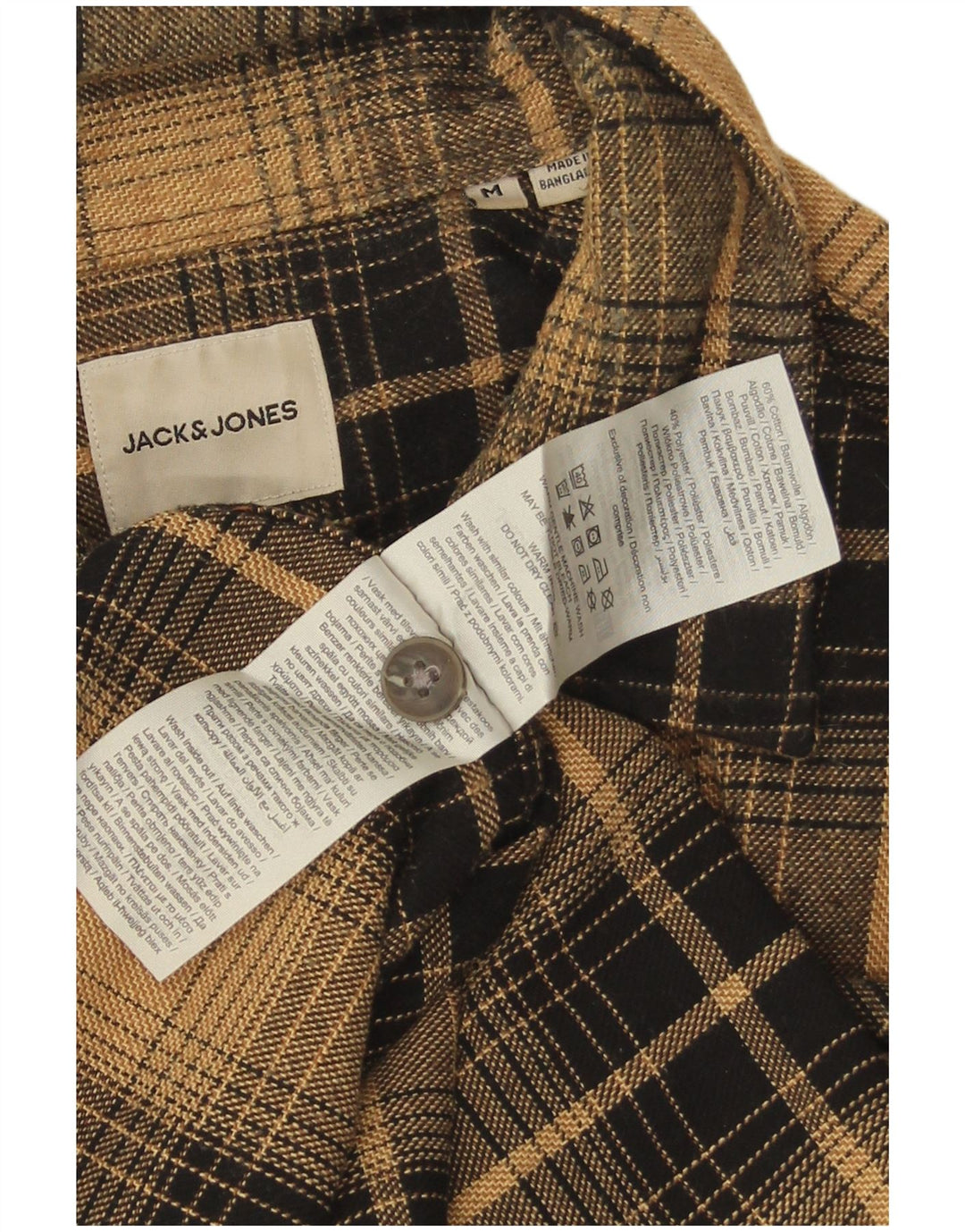 Jack & Jones herre flannelskjorte medium brun ternet bomuld
