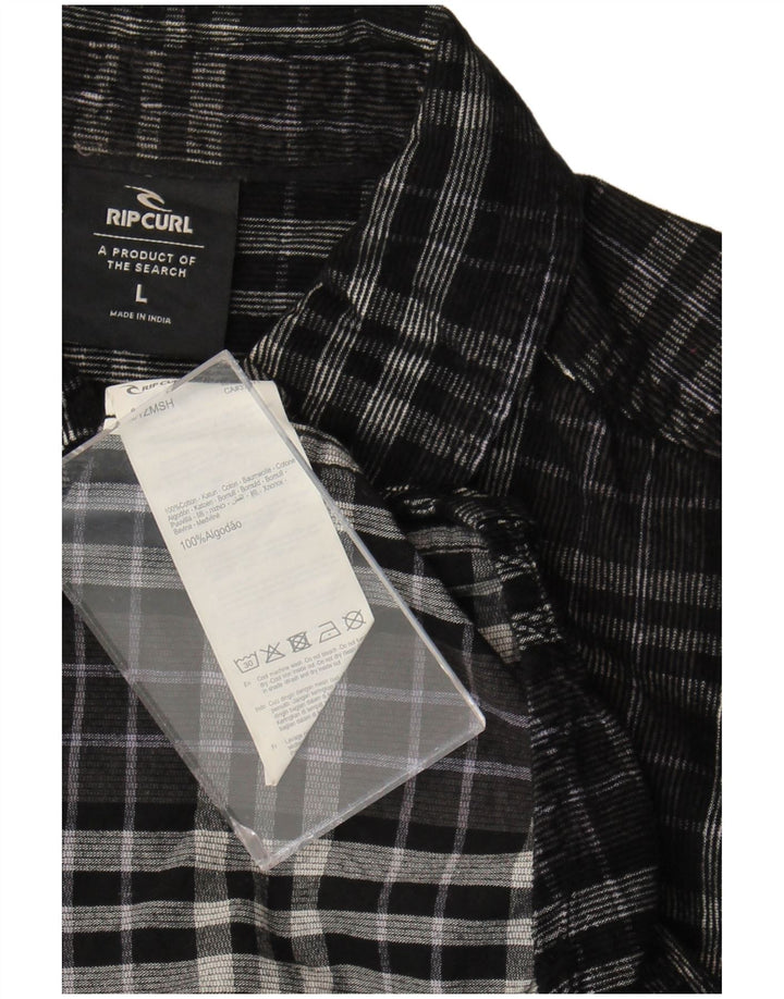 Rip Curl Herre flannelskjorte Stor sort ternet bomuld