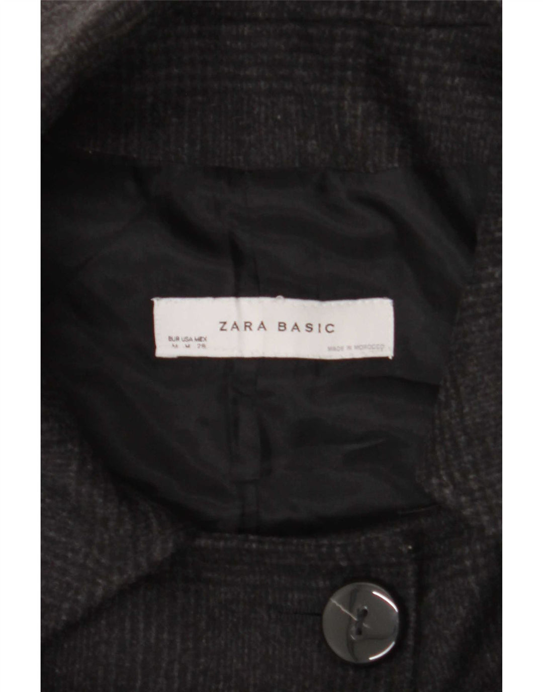 Zara Dame 3-knaps blazerjakke UK 14 Medium Black Ternet Uld
