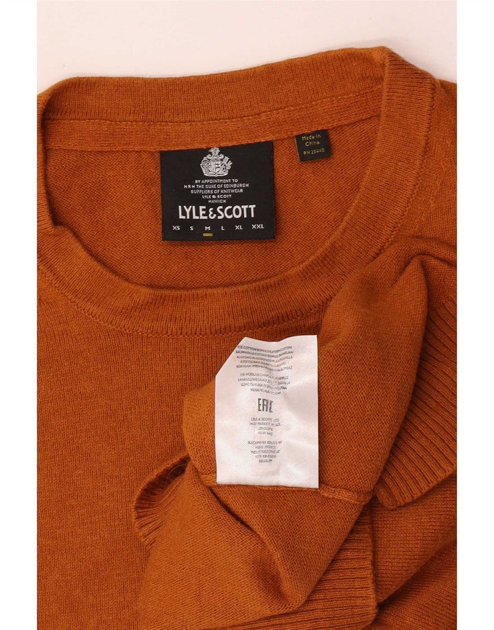 Lyle & Scott Herre sweater med rund hals, medium orange bomuld