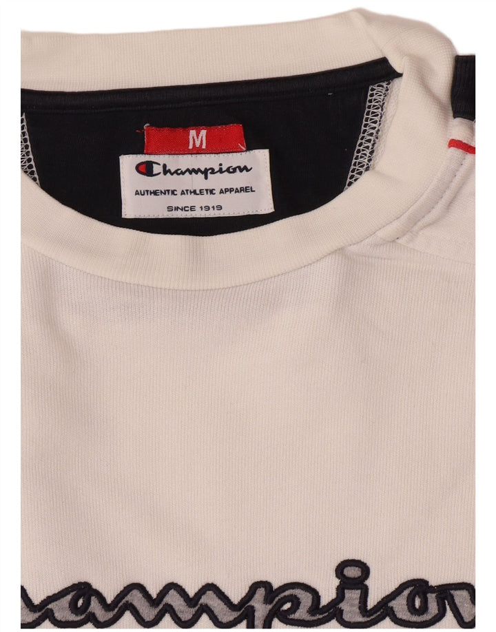 Champion Herre Grafisk Sweatshirt Jumper Medium Hvid Colourblock