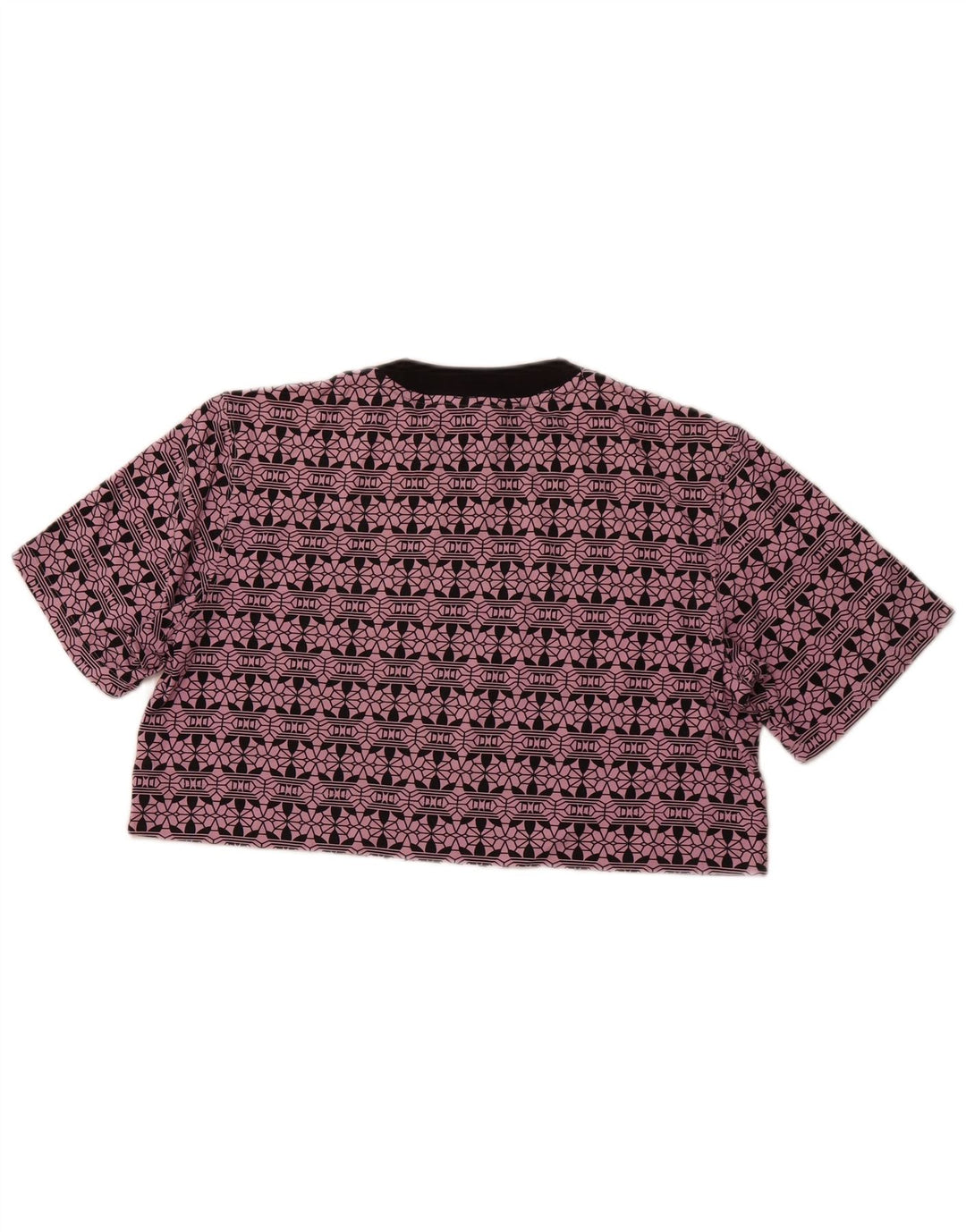 ADIDAS Kvinders Oversized Crop Grafisk T-Shirt Top UK 6 XS Lilla Bomuld