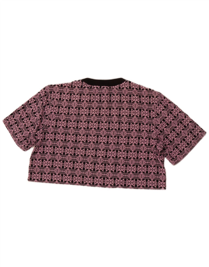 ADIDAS Kvinders Oversized Crop Grafisk T-Shirt Top UK 6 XS Lilla Bomuld