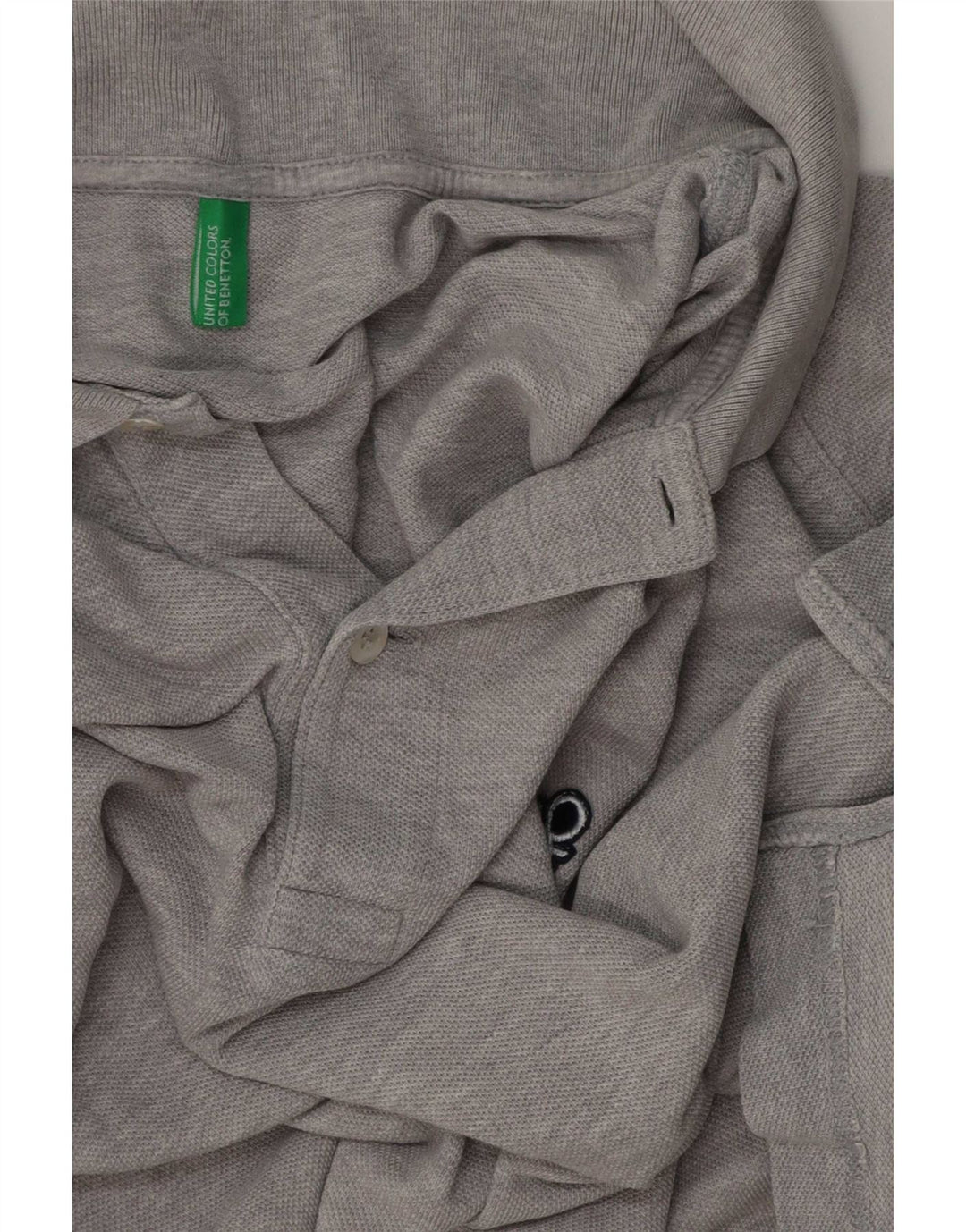 Benetton herre poloshirt mellemgrå flækket