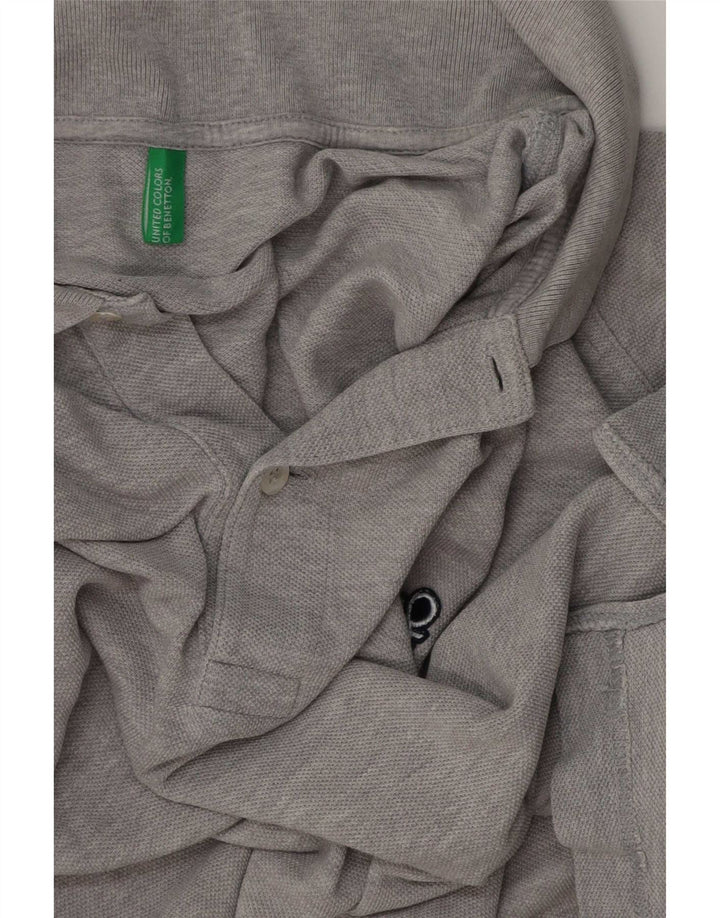 Benetton herre poloshirt mellemgrå flækket