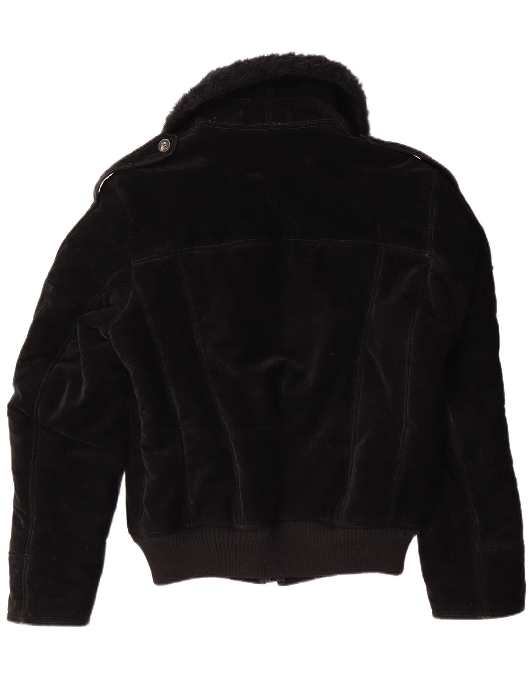 VINTAGE Sherpa-jakke til kvinder UK 12 Medium Black Viscose