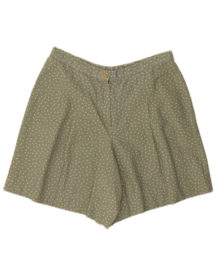 Vintage kvinders afslappede shorts store W34 grøn plettet