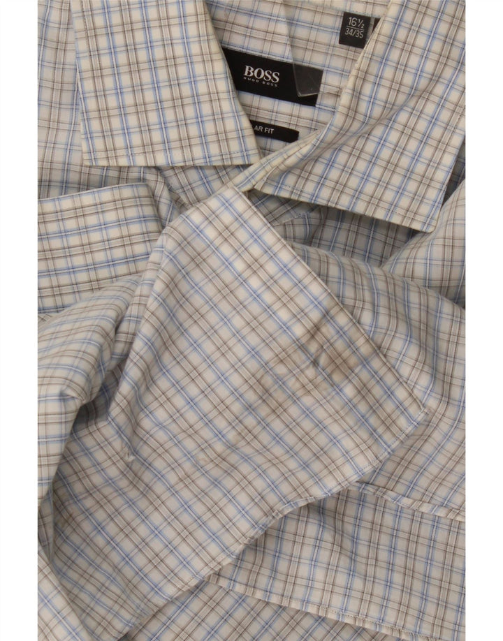 Hugo Boss Herre Regular Fit skjorte størrelse 16 1/2 Large Blue Gingham Cotton