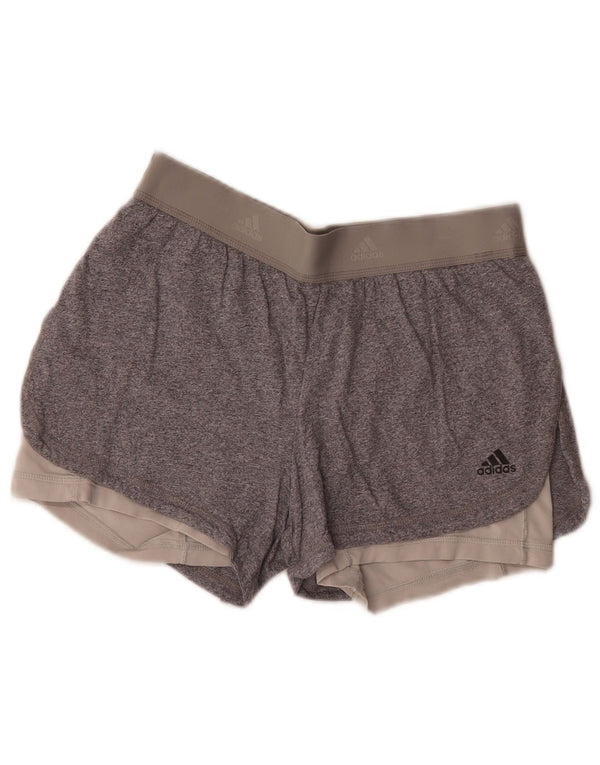 Adidas Womens Climalite Graphic Sports Shorts UK 8/10 Small Grey