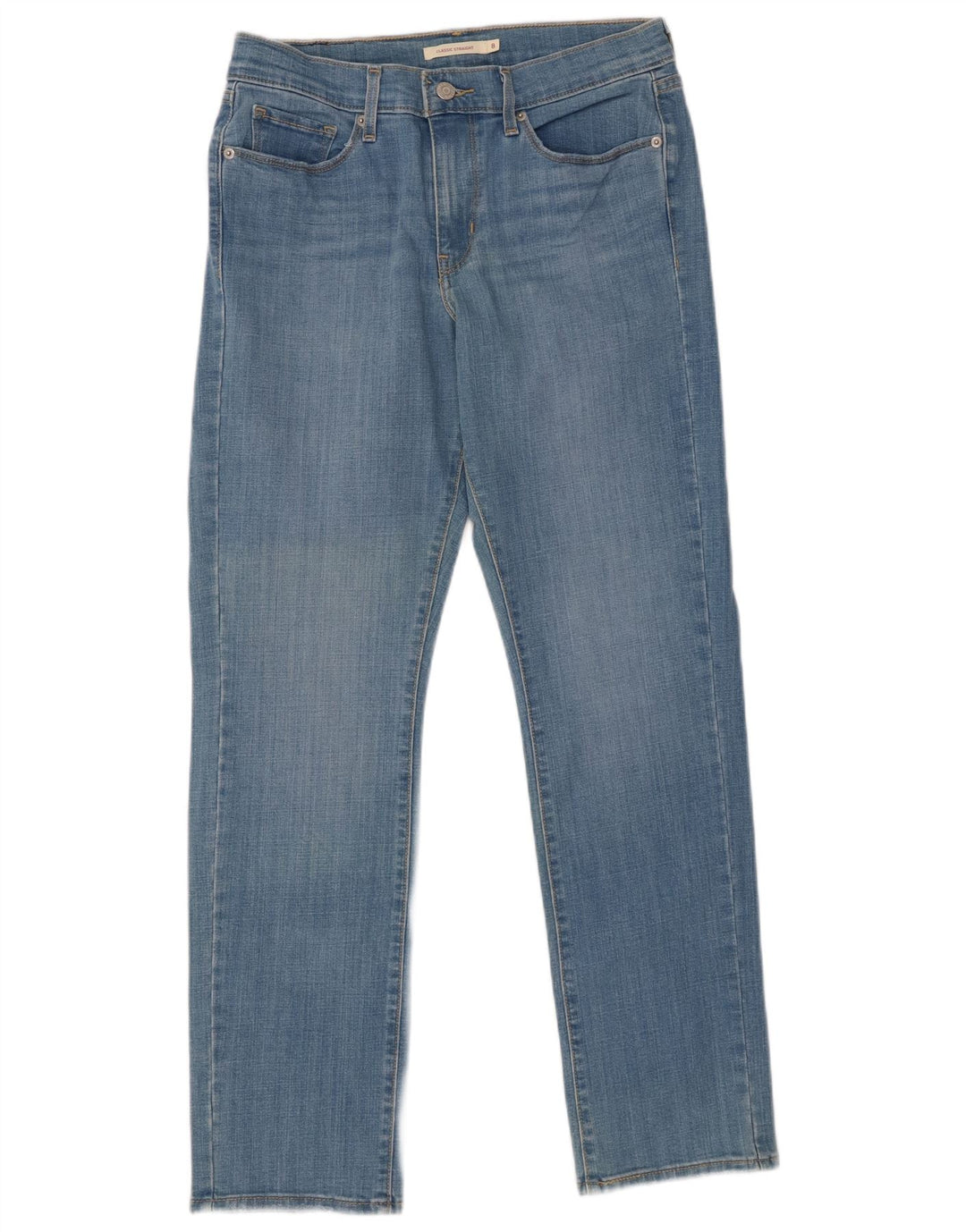 LEVI'S Dame Klassiske Straight Jeans US 8 Medium W29 L30 Blå Bomuld