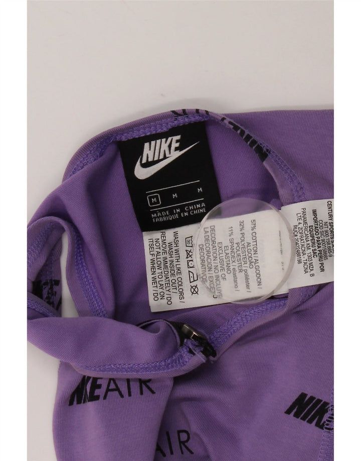 Nike Kvinders Grafisk Bodysuit UK 12 Medium Lilla Bomuld