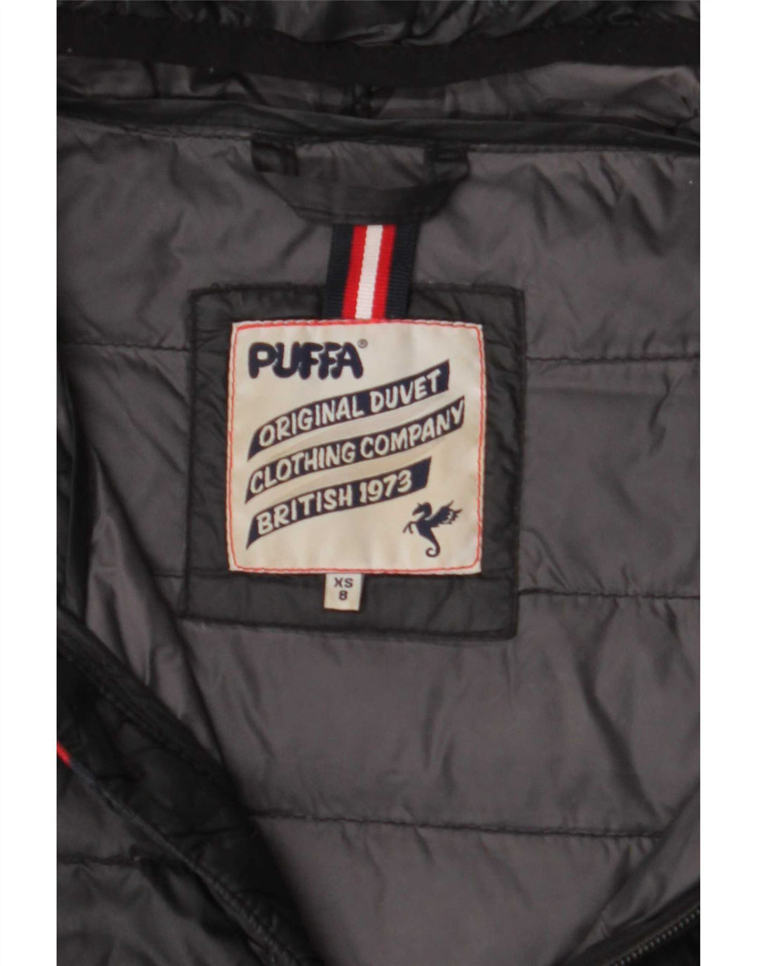 Puffa Dame Hooded Polstret Frakke UK 8 Small Black Nylon
