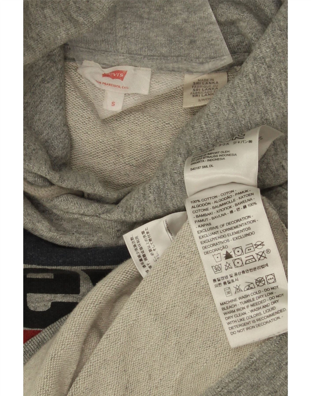 Levi's Grafisk oversize hættetrøje til kvinder UK 10 Små grå flækkede