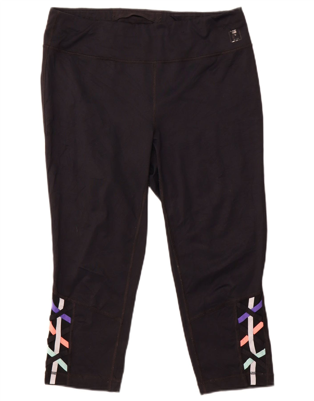 Fila Dame Capri Leggings UK 16 Stor Sort Nylon