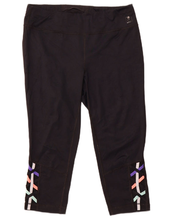 Fila Dame Capri Leggings UK 16 Stor Sort Nylon