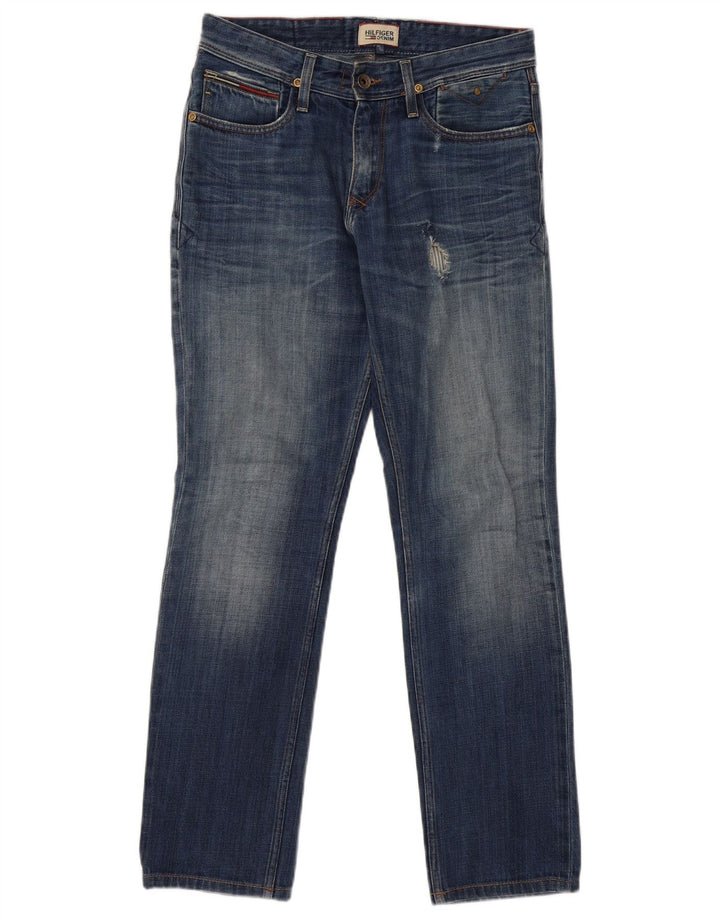 TOMMY HILFIGER Distressed Straight jeans til mænd W30 L32 blå bomuld