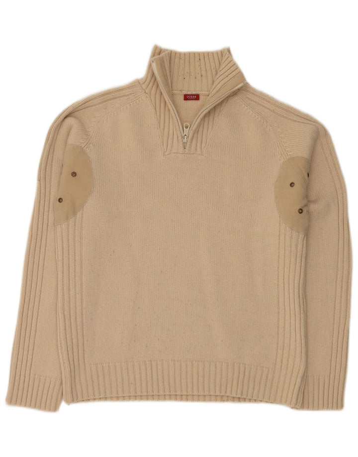 GUESS Herre Zip Neck Sweater XL Beige