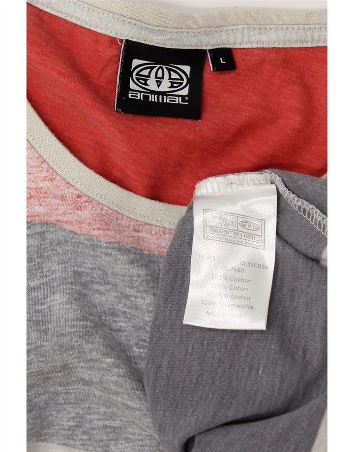 Animal Herre T-Shirt Top Stor Flerfarvet Stribet Bomuld
