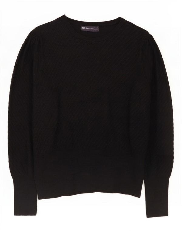 Marks & Spencer Dame Boat Neck Jumper Sweater UK 14 Medium Black Viscose