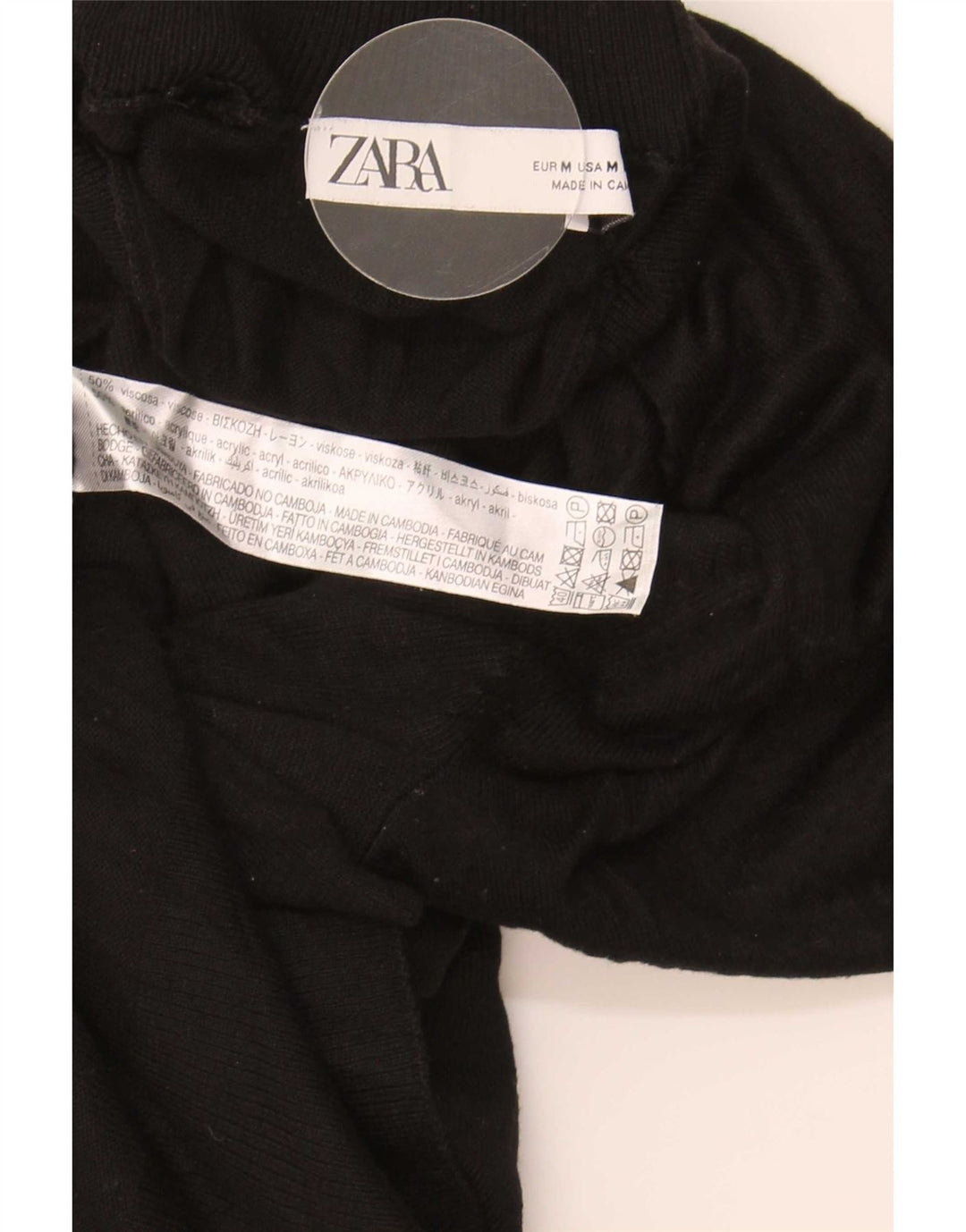 Zara Dame Turtle Neck Jumper Sweater UK 14 Medium Black Viscose
